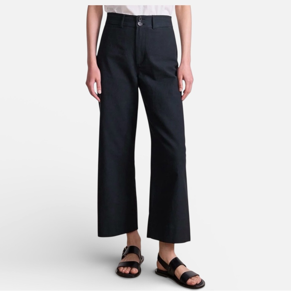 Apiece Apart Merida High Waist Wide Leg Cropped Pant Women 8 in Black